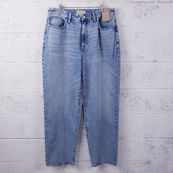 Madewell Curvy Baggy High Waist Baggy Straight Leg Denim Jeans Size 32 Tall - Picture 2 of 14